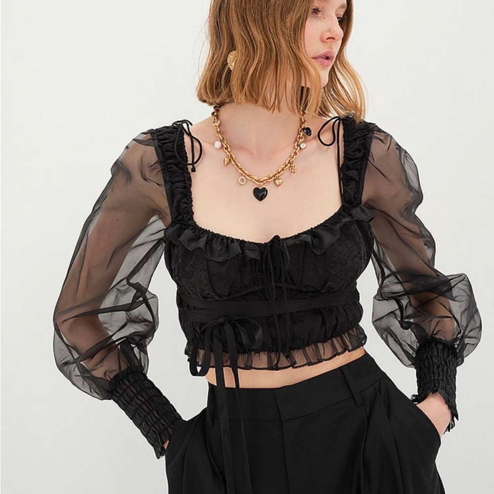 Love and Lemons Black Blouse Top